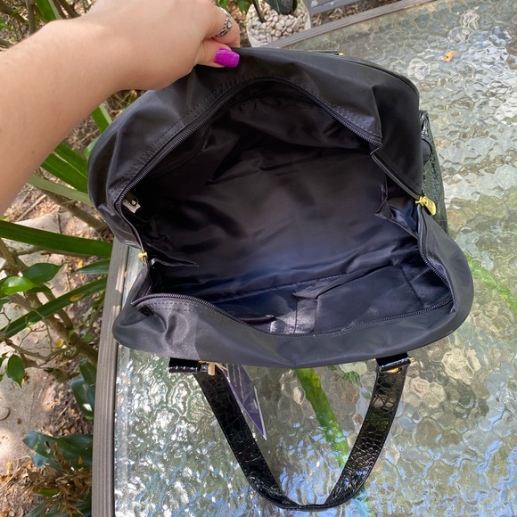 Joy Mangano Clothes It All Black Nylon and Gold Hardware Mini Weekender NWT - Picture 10 of 16